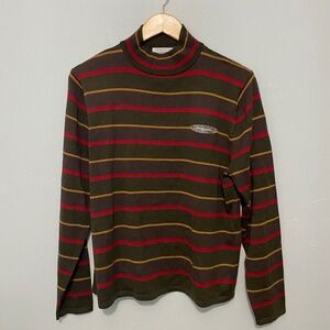 Mock neck merino wool striped sweater